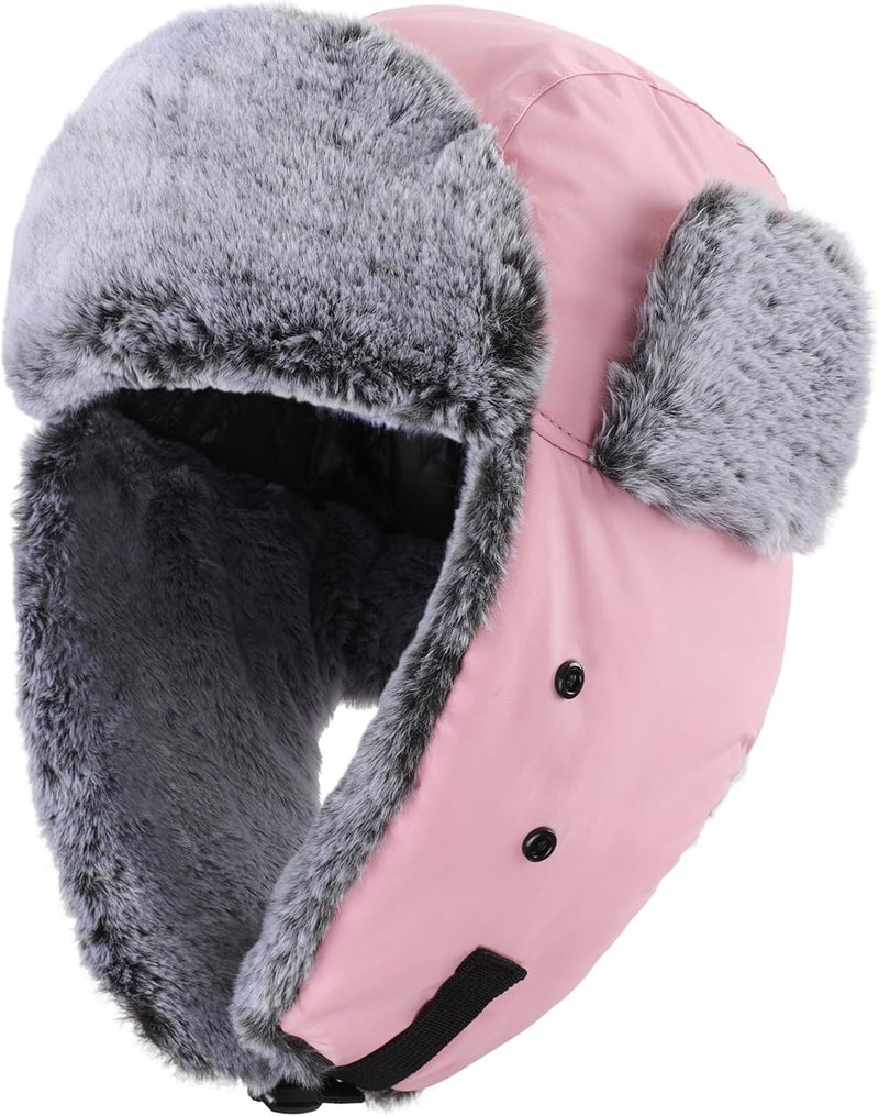 Connectyle Trapper Hat for Men Women Faux Fur Trooper Trapper Winter Hat with Ear Flaps Waterproof Ushanka Hunting Hats - Image 2